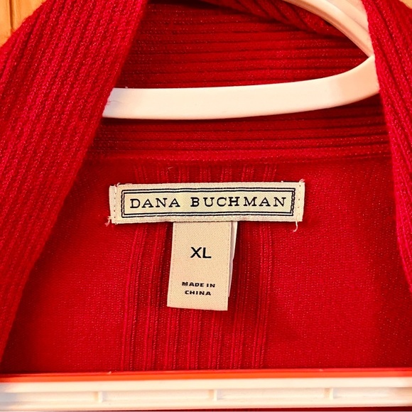 Dana Buchman Red Open Front Cardigan Sweater SZ XL Minimalist Modern Casual Cozy - Picture 3 of 11